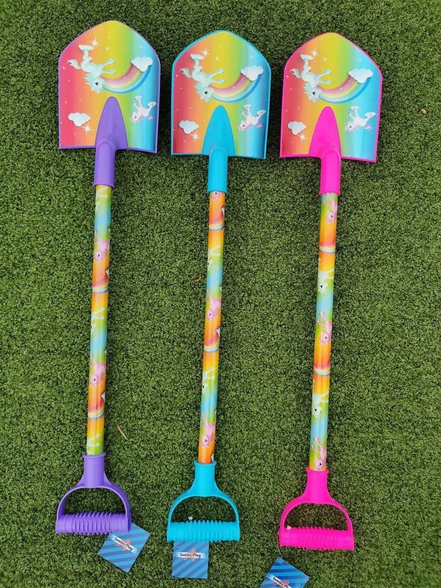 HOT Sports + Toys schep unicorn 76 cm blauw hout plastic kinderschep.