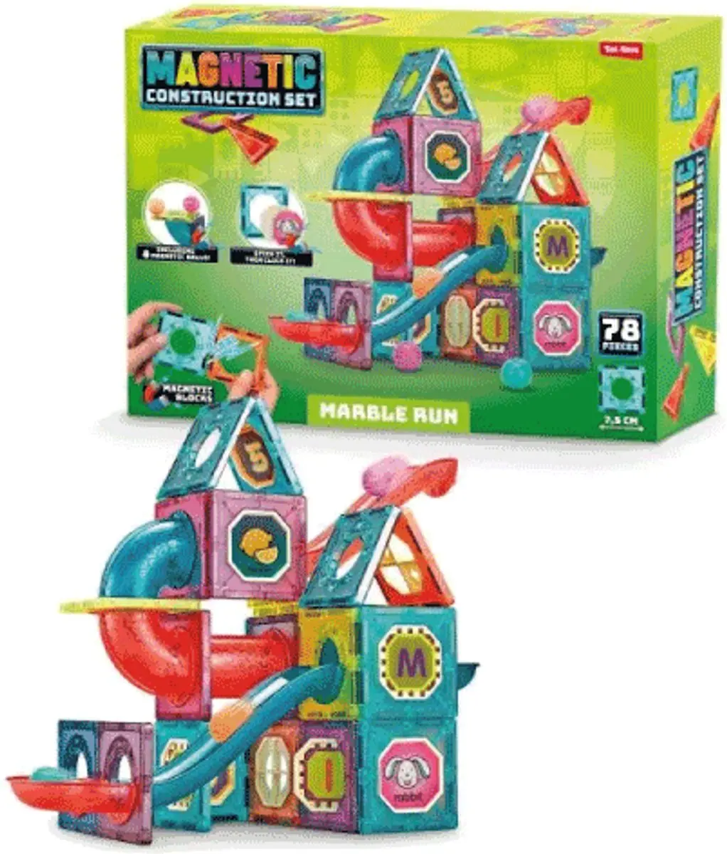 Toi-Toys Magnetische Knikkerbaan Bouwset - 78-delig - Meerkleurig - afbeelding 6 van 6