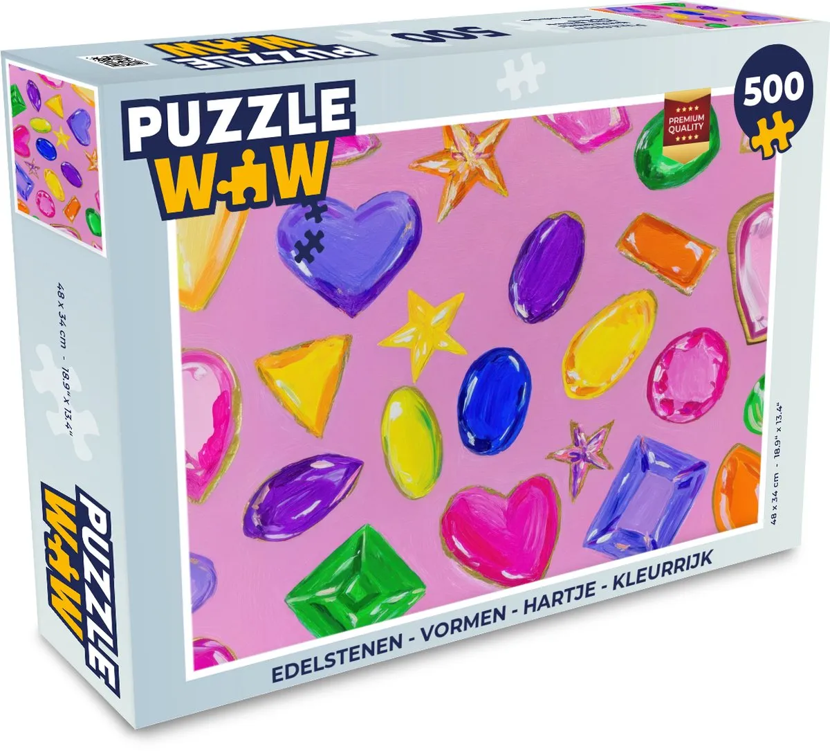 PuzzleWow Edelstenen Hartje Legpuzzel 500 Stuks - Kleurrijk