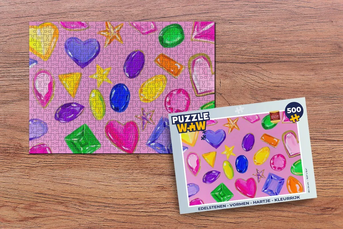 PuzzleWow Edelstenen Hartje Legpuzzel 500 Stuks - Kleurrijk