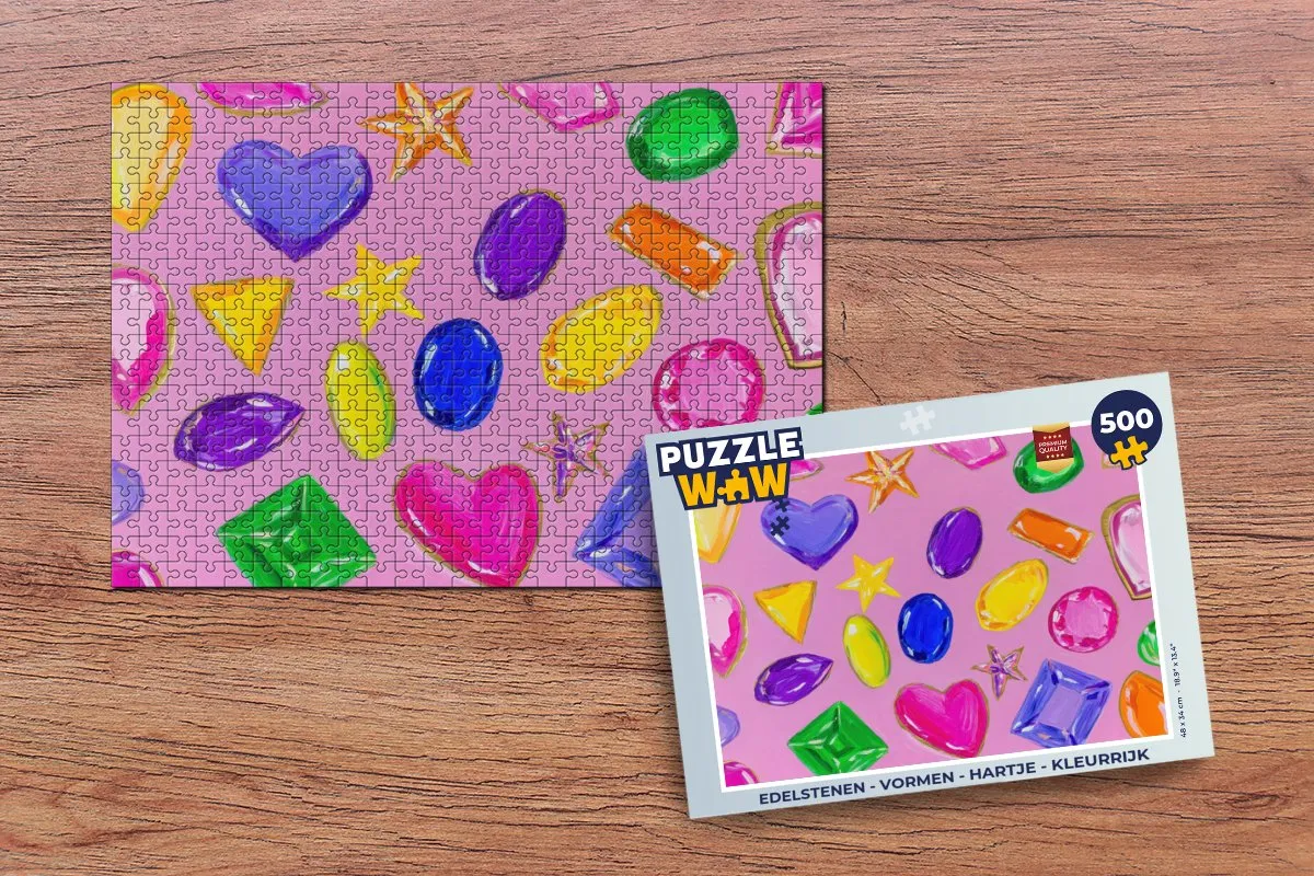PuzzleWow Edelstenen Hartje Legpuzzel 500 Stuks - Kleurrijk