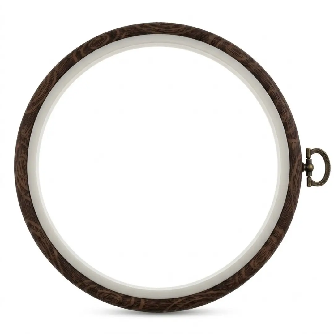 Donkerbruin houten ovale borduurring 15 x 12 cm borduur frame in houtlook voor b