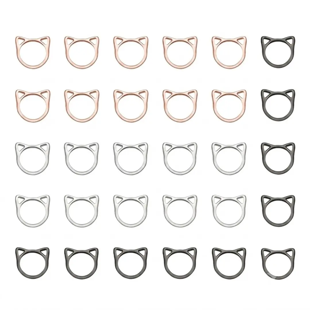 Roze goudkleurig zilverkleurig zwart metalen brei markeerders kattenpatroon 30 s