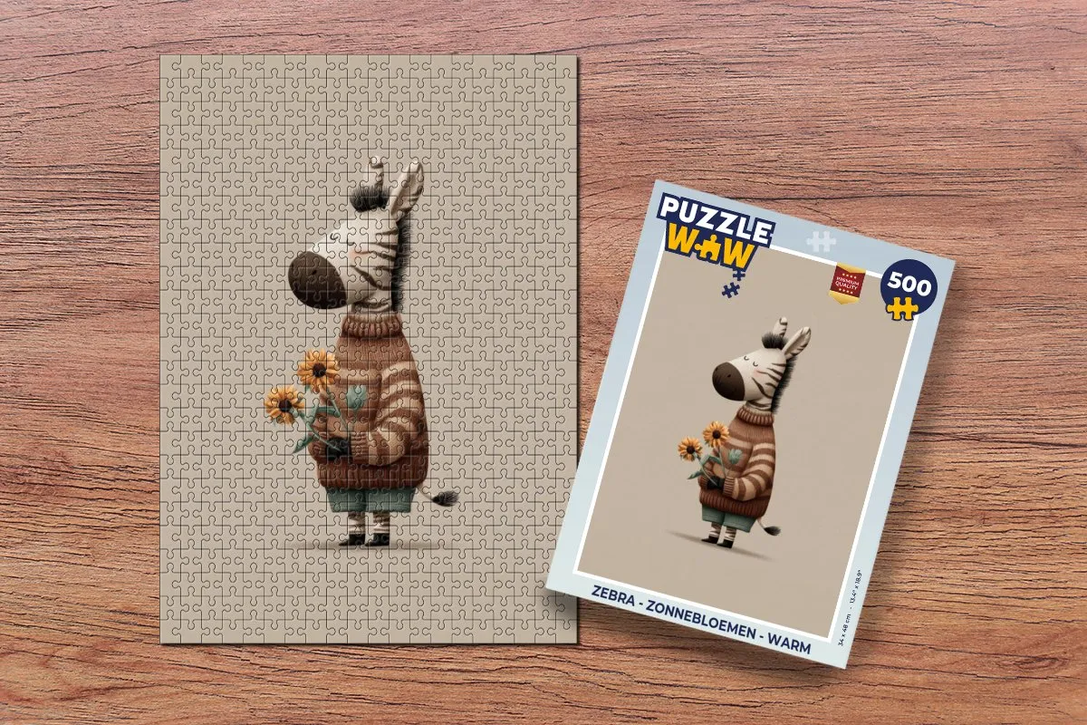 PuzzleWow Zebra - Zonnebloemen Legpuzzel 500 Stuks