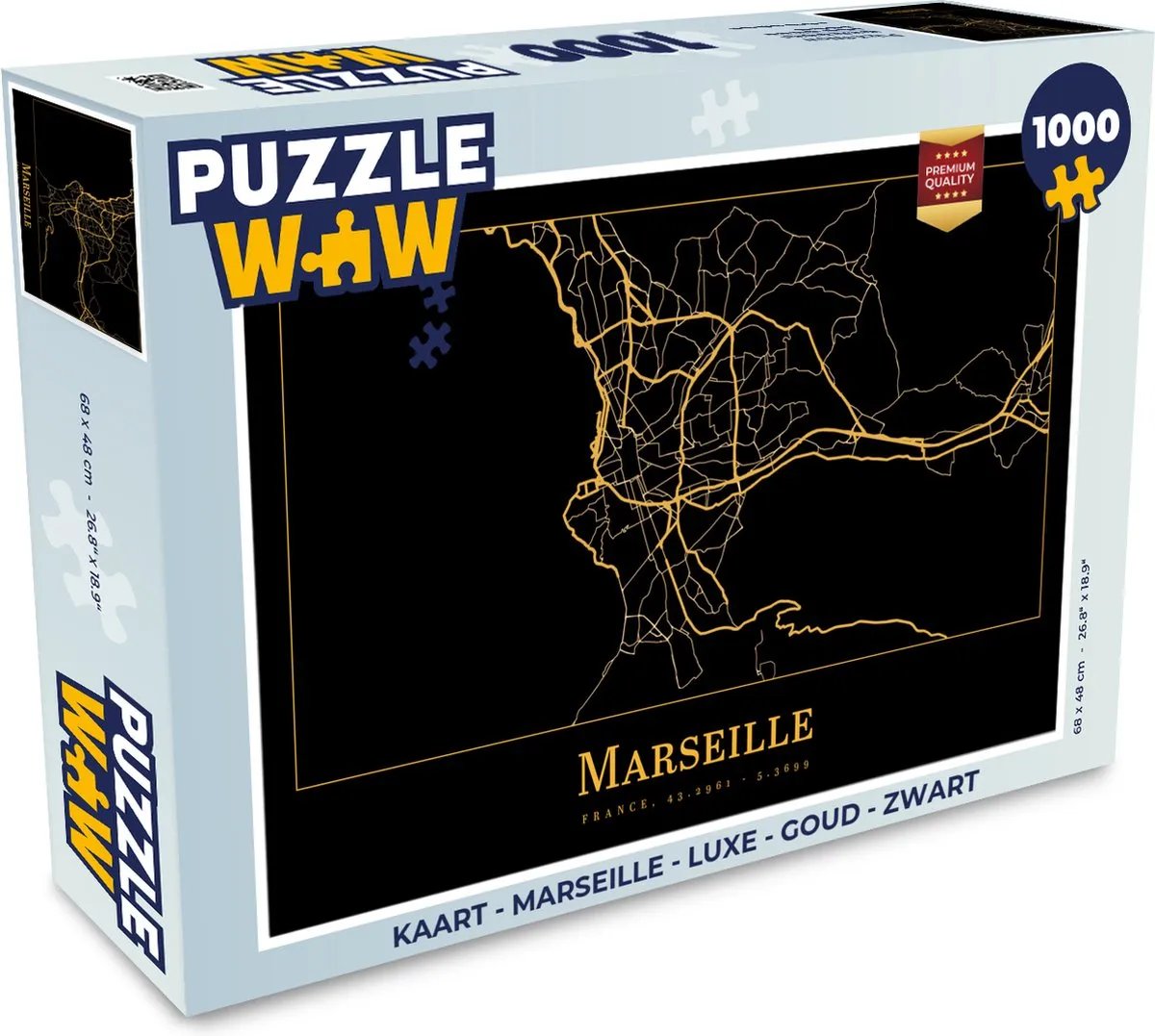 PuzzleWow Marseille Legpuzzel 1000 Stuks - Goud/Zwart