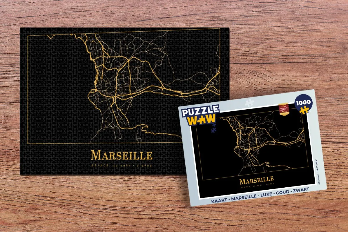 PuzzleWow Marseille Legpuzzel 1000 Stuks - Goud/Zwart