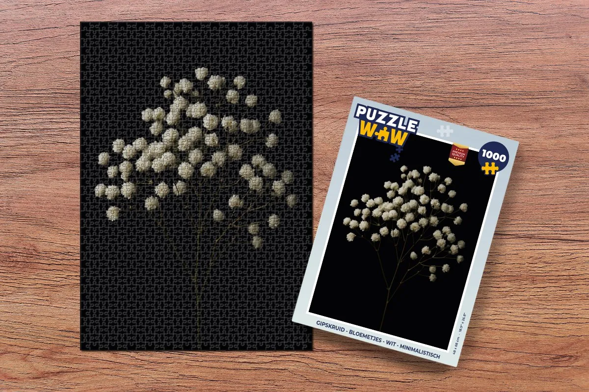 PuzzleWow Gipskruid Bloemetjes Legpuzzel 1000 Stuks - Wit
