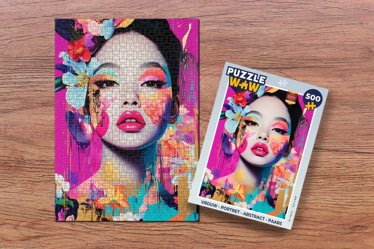 PuzzleWow Vrouw Portret Abstract Legpuzzel 500 Stuks - Paars