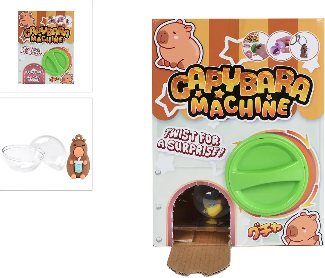 Van Manen speelgoed vendingmachine Capybara verrassingen 6 stuks.