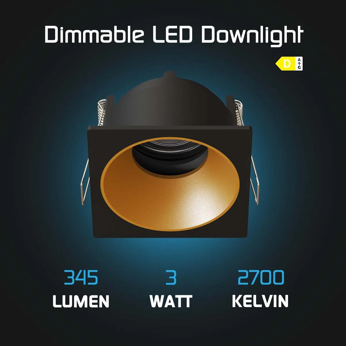 Ledvion 6x Inbouwspot 81x81mm Zwart/Goud - 2700K - 3W