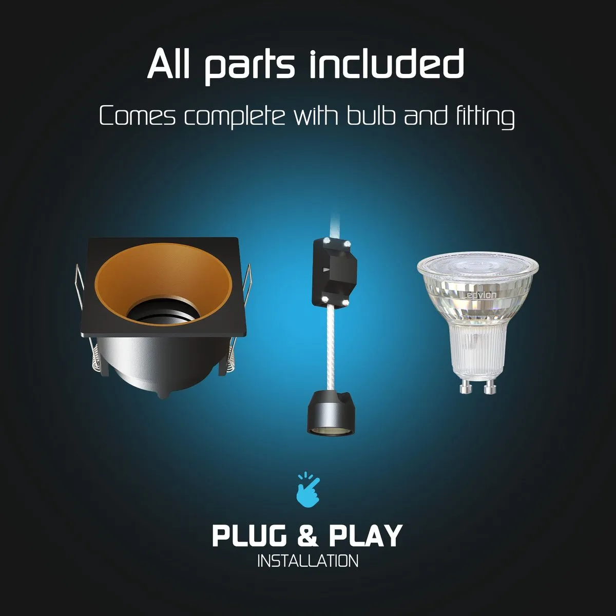 Ledvion 6x Inbouwspot 81x81mm Zwart/Goud - 2700K - 3W