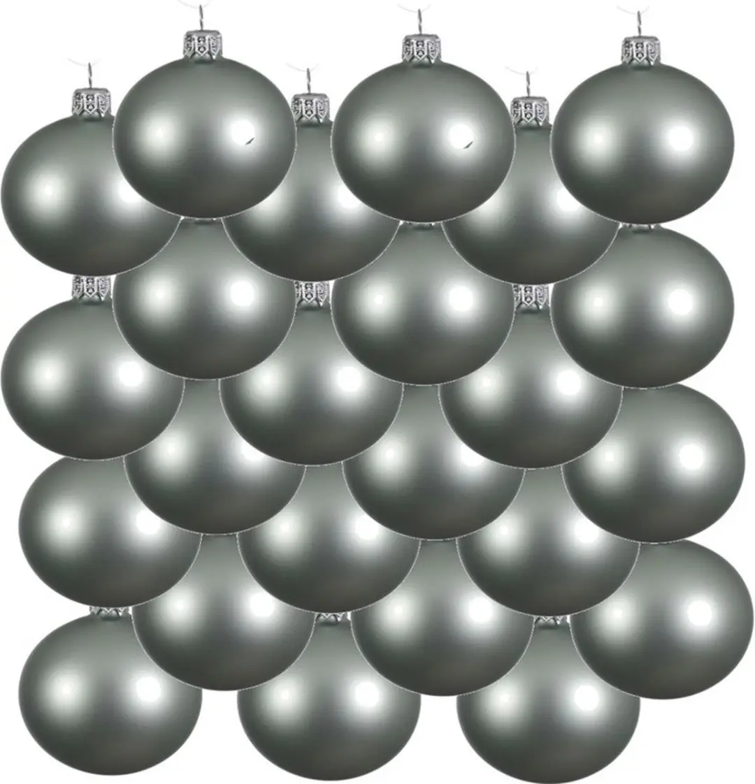 18x Mintgroene glazen kerstballen 6 cm - Mat/matte - Kerstboomversiering Mintgroen