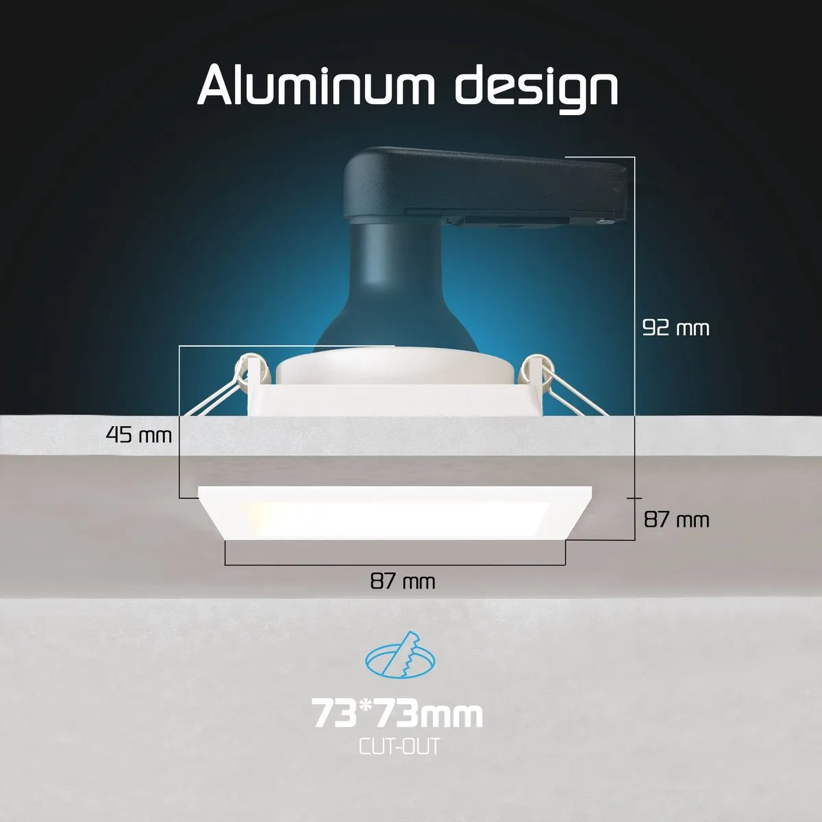LEDVION 6x Inbouwspot Vierkant 85x85mm - Wit - 2700K - 3W