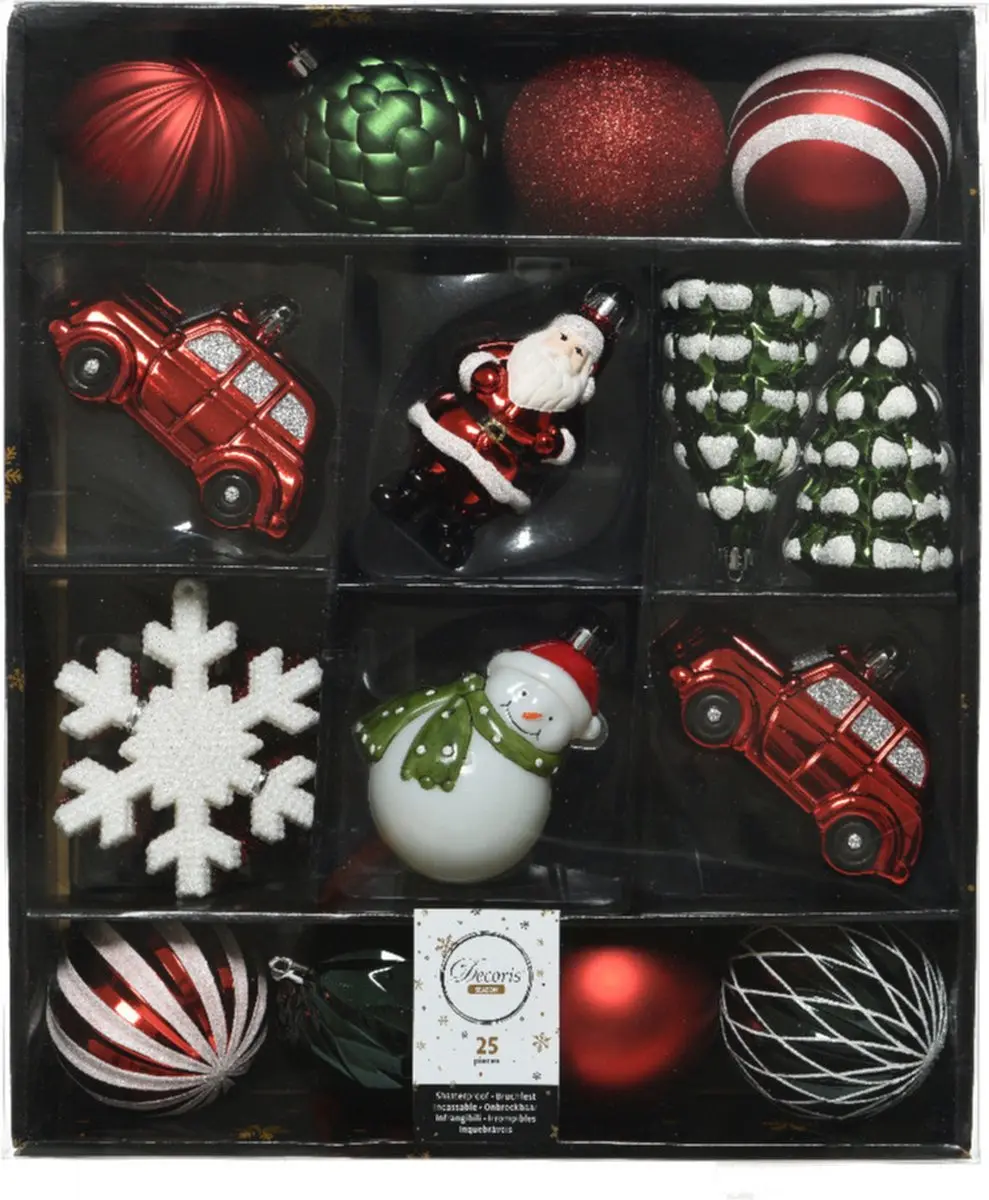 Decoris Kersthangers - 25x - Rood/Wit/Groen