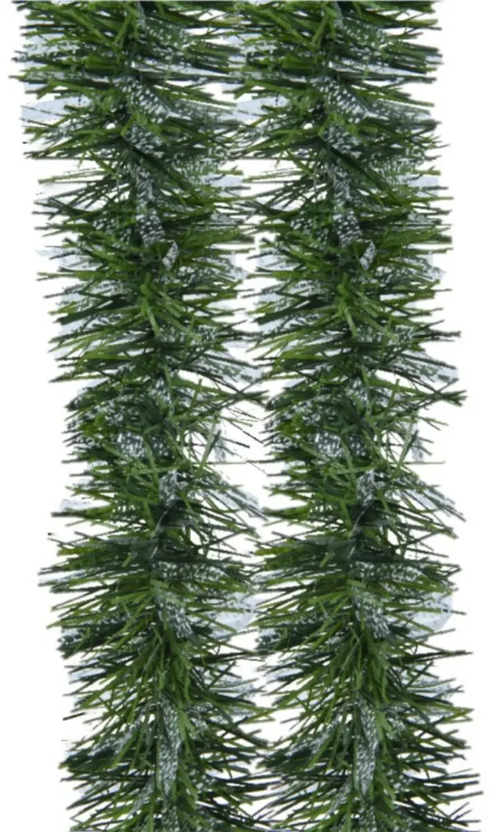 Decoris lametta kerstslinger - 4x - groen/transparant - folie - 270 x 7,5 cm