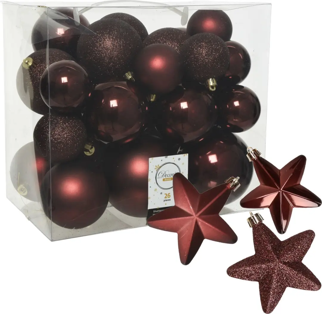 Decoris kerstballen en sterren ornamenten