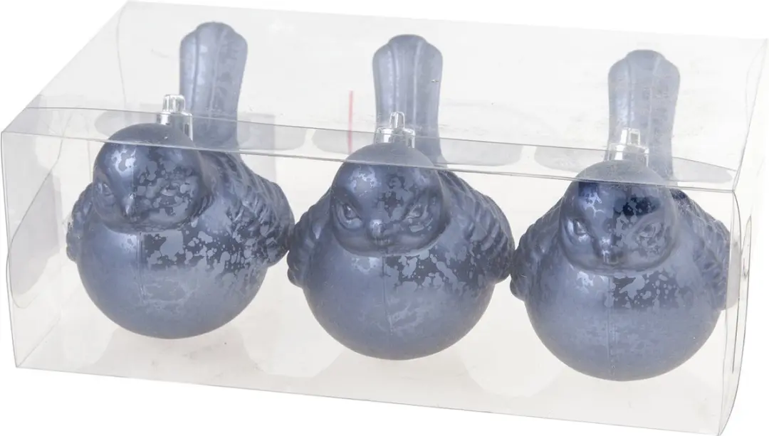 3x stuks decoratie vogels op clip blauw 10 cm