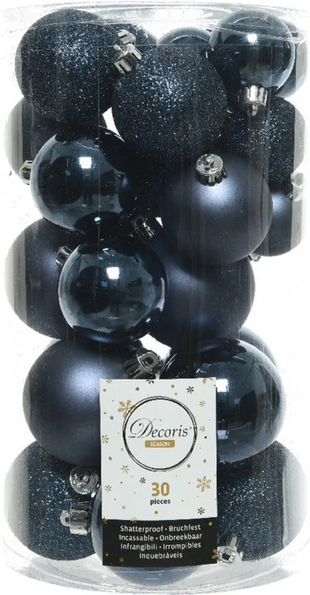 Kerstballen Donkerblauw - 30 Stuks - Ø4/5/6cm - afbeelding 3 van 3