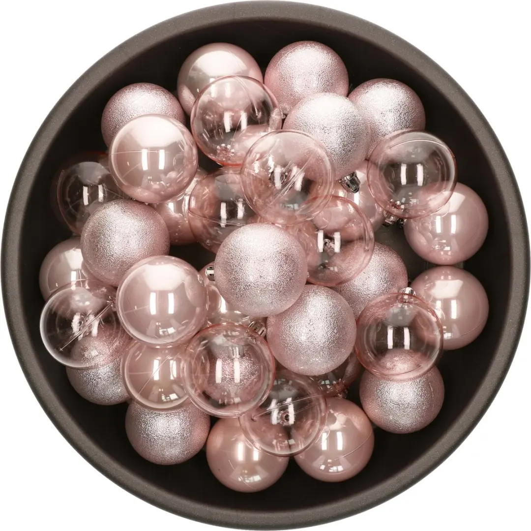 Kerstballen Lichtroze Kunststof - 25 Stuks Ø6cm