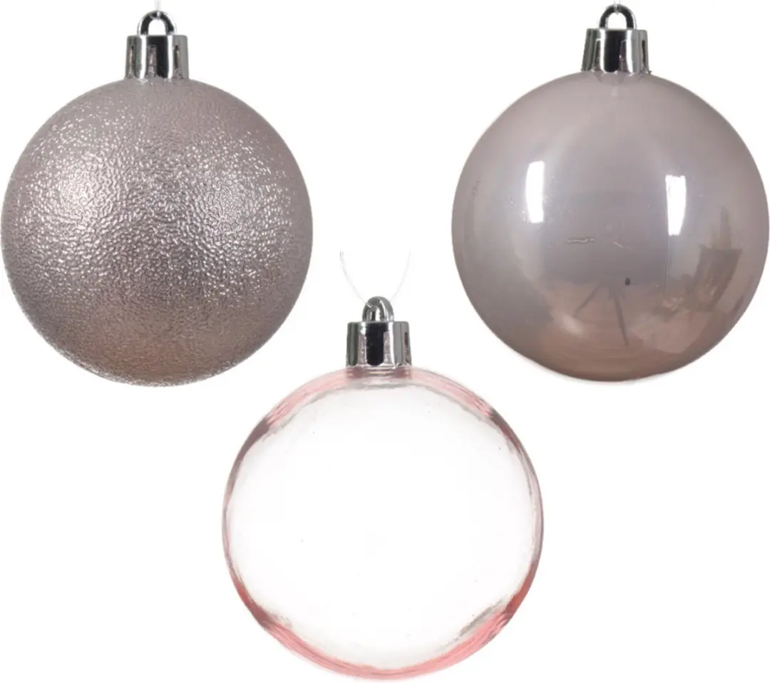 Kerstballen Lichtroze Kunststof - 25 Stuks Ø6cm - afbeelding 2 van 3