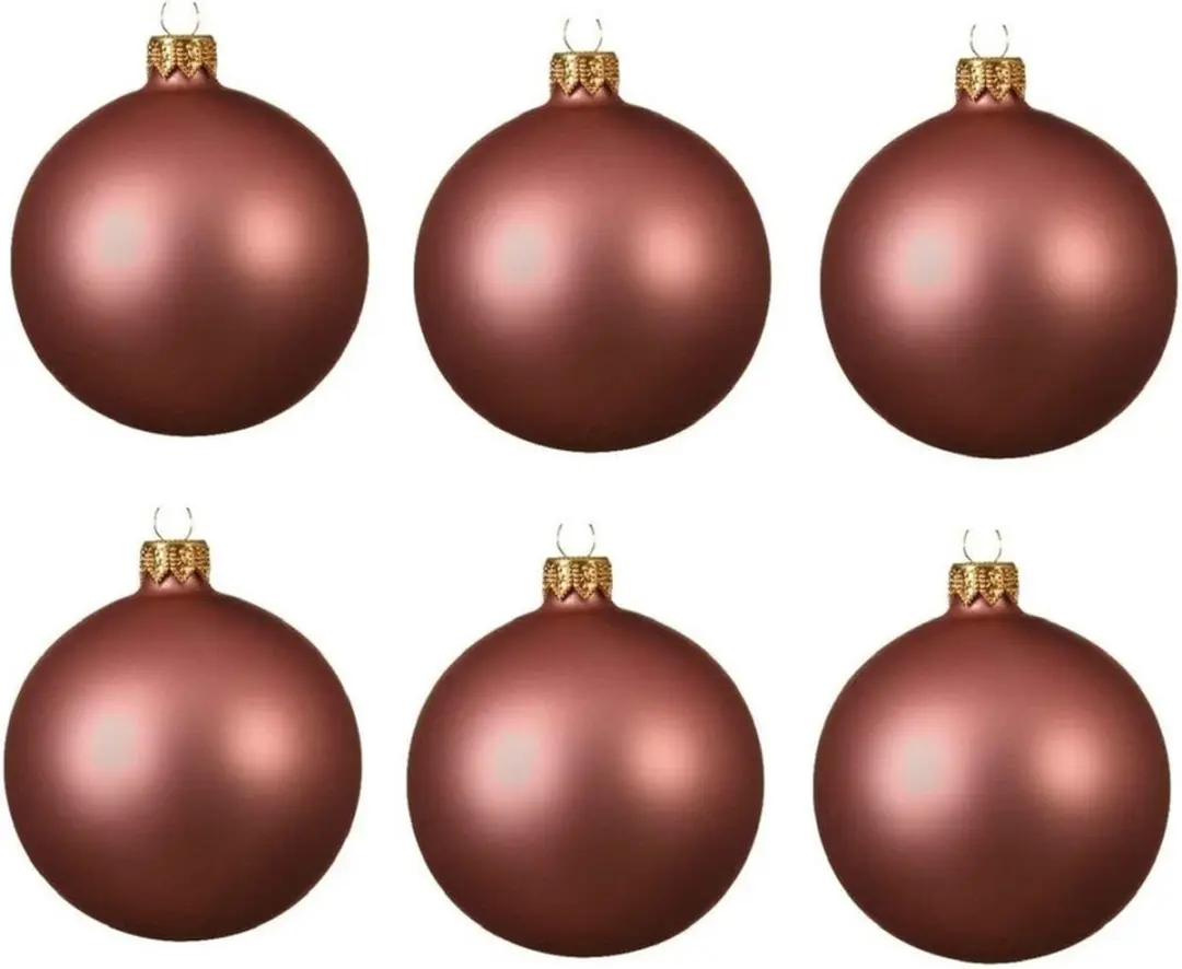 6x Oud roze glazen kerstballen 6 cm
