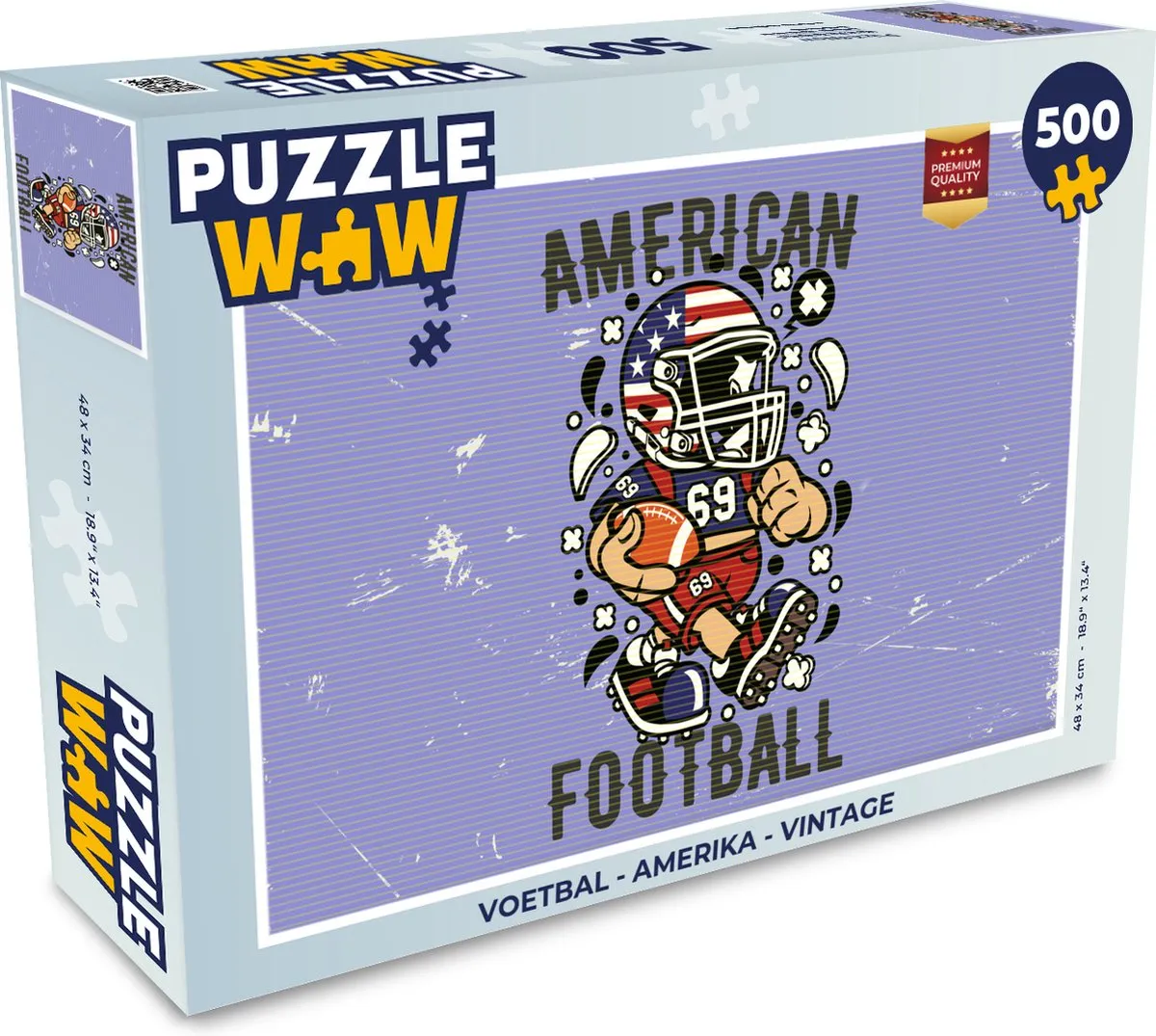 PuzzleWow Voetbal Amerika Vintage Legpuzzel 500 Stuks