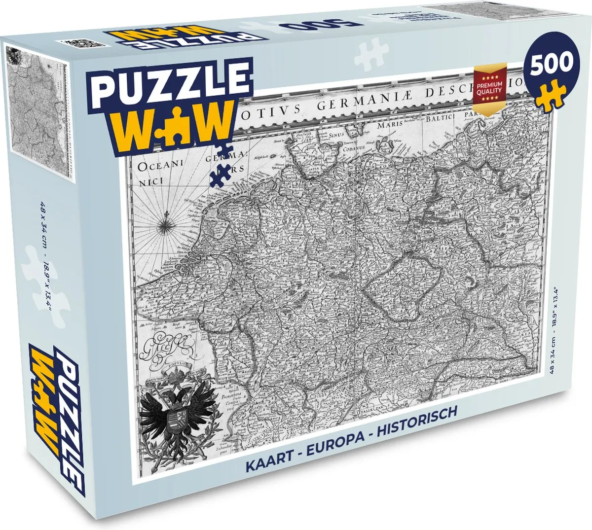 PuzzleWow Europa Historische Legpuzzel 500 Stuks