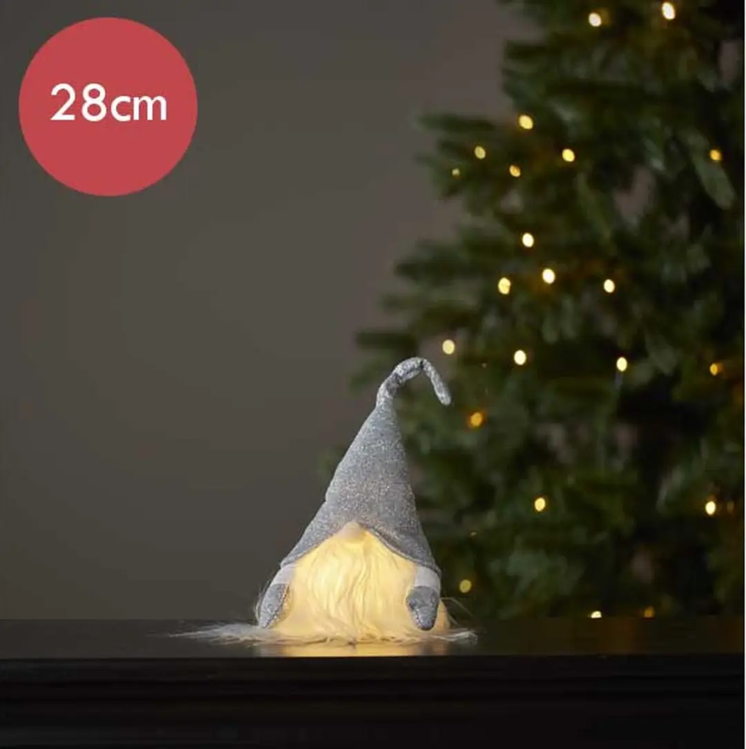 Kerstkabouter zilver met LED verlichting