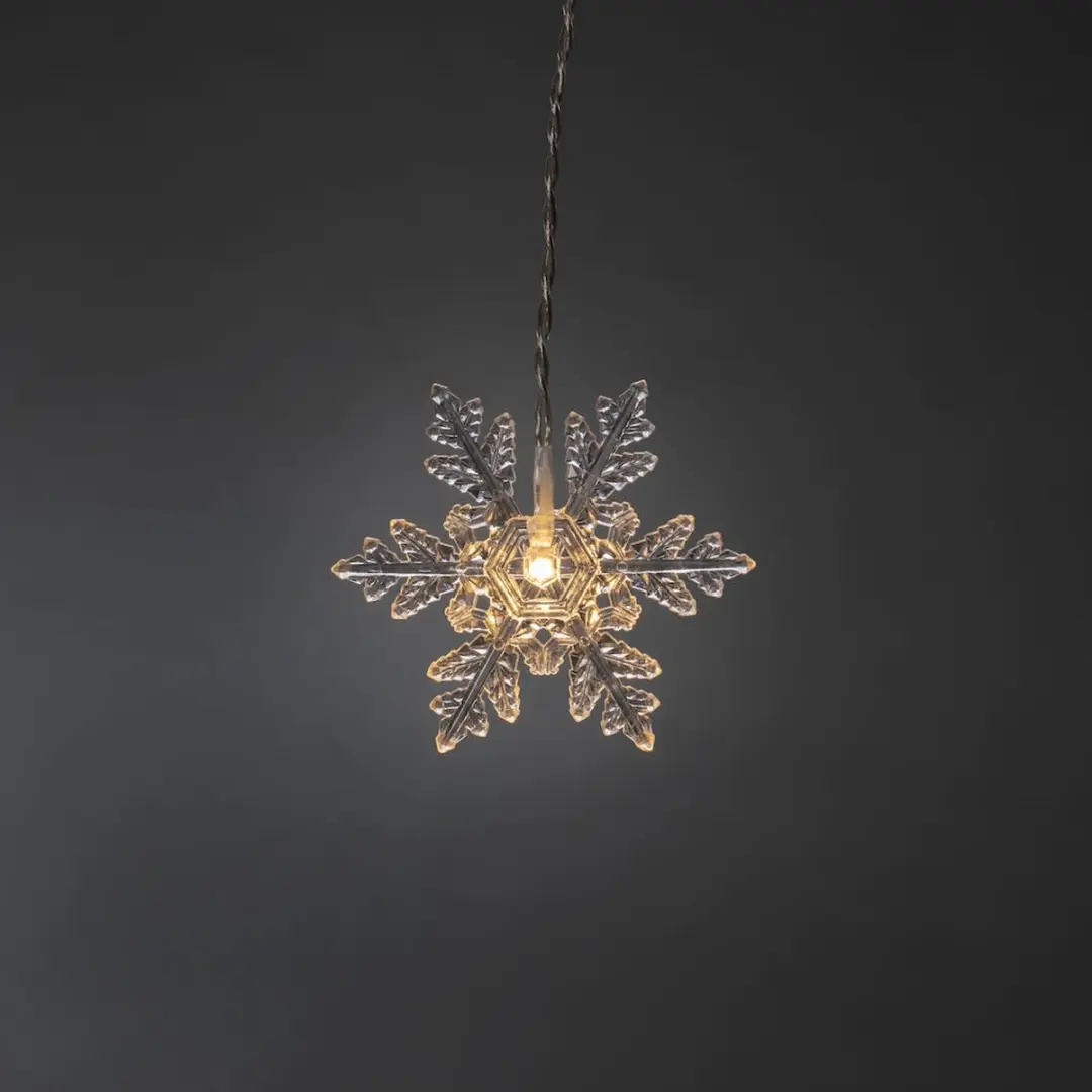 Konstsmide Lichtgordijn 11 Sneeuwvlokken 60 LED - Warm wit - afbeelding 2 van 6