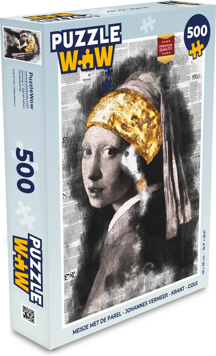 PuzzleWow Meisje met de parel Legpuzzel 500 Stuks - Multicolor