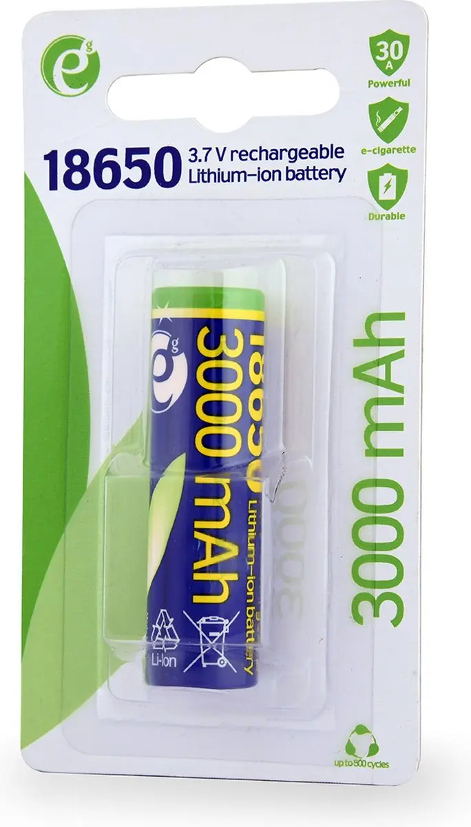 Gembird EG-BA-18650-10C/3000 Oplaadbare Li-ion Batterij 3000mAh - afbeelding 2 van 5