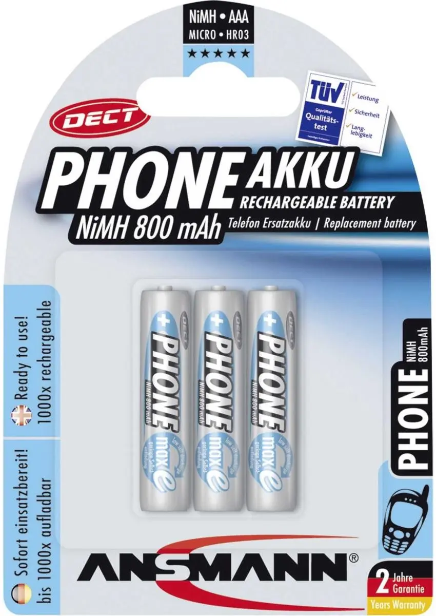 Ansmann AAA Batterijen 800mAh - 3 Stuks - afbeelding 3 van 6