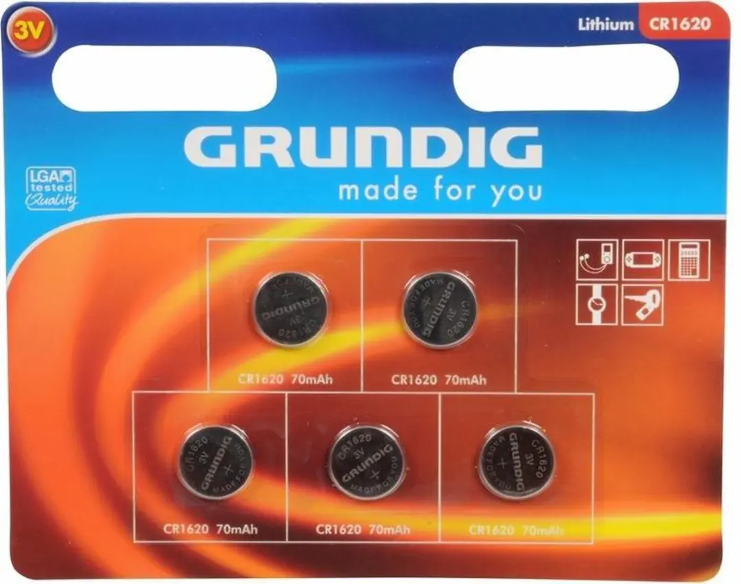 Grundig Knoopcelbatterijen CR1620 - 5 Stuks - afbeelding 5 van 5