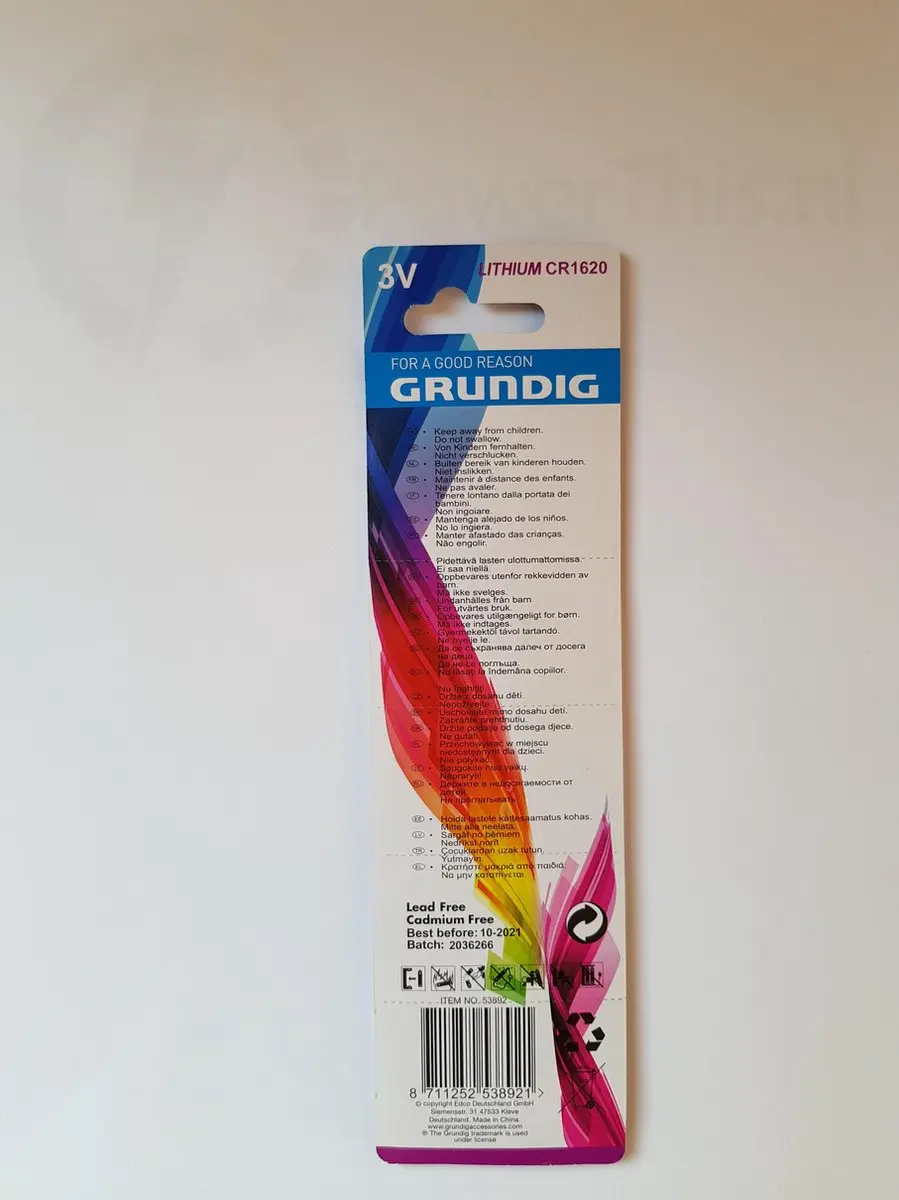 Grundig Knoopcelbatterijen CR1620 - 5 Stuks - afbeelding 4 van 5