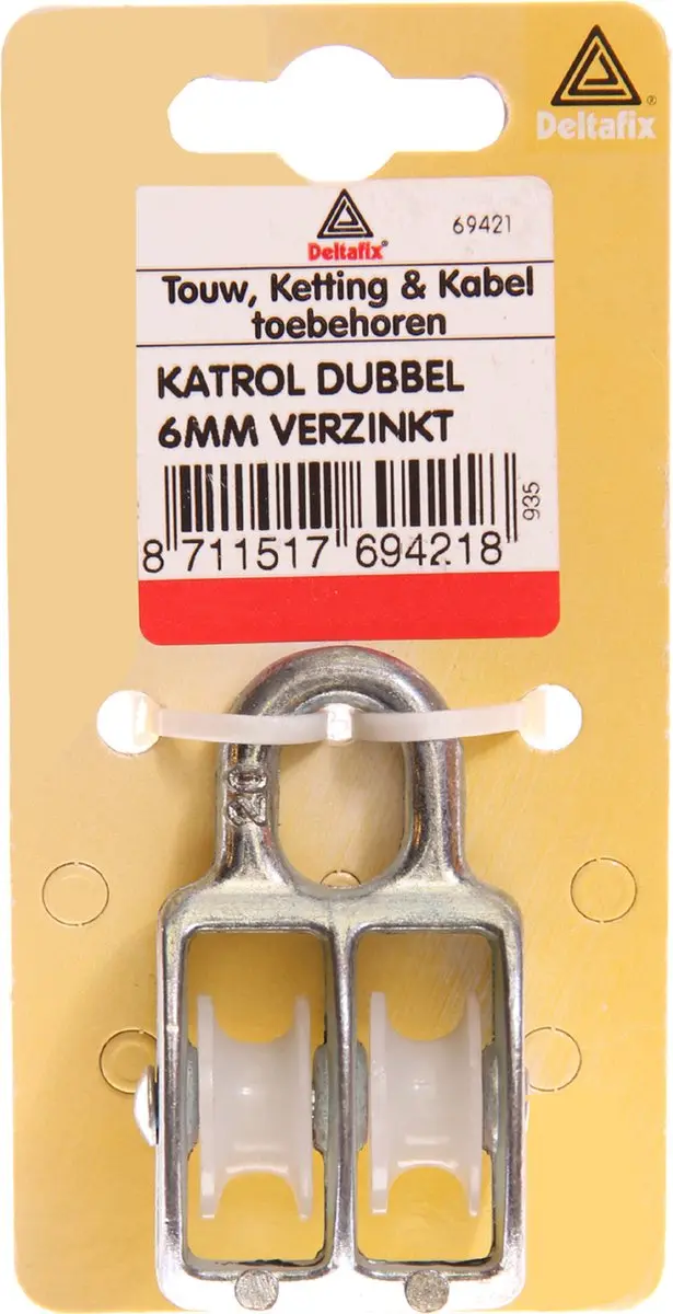 Deltafix Dubbele Katrol Ø8mm - Verzinkt - afbeelding 2 van 2