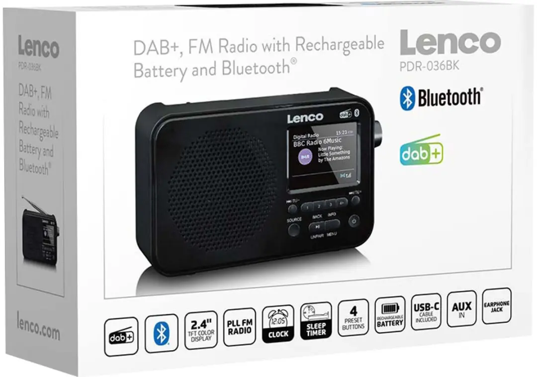 Lenco PDR-036BK DAB/FM Radio - Bluetooth - Zwart - afbeelding 2 van 6
