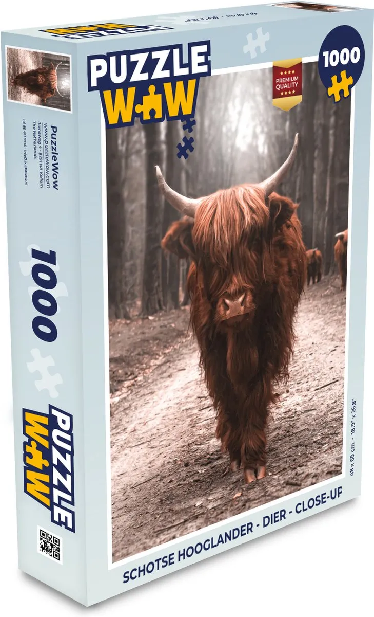 PuzzleWow Schotse Hooglander Legpuzzel 1000 Stuks - Multicolor
