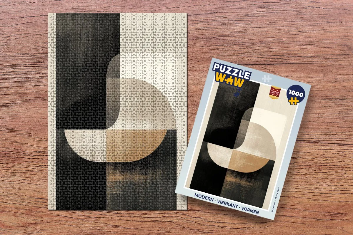 PuzzleWow Modern Vormen Legpuzzel 1000 Stuks - Goud/Zwart