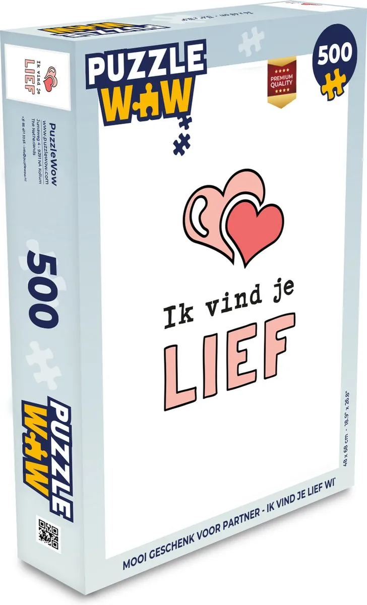 PuzzleWow Quotes Ik vind je lief Legpuzzel 500 Stuks