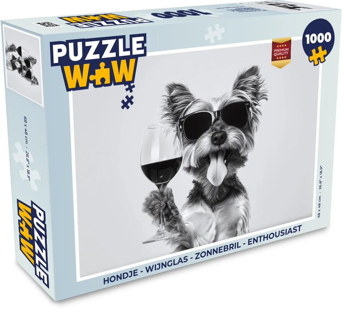 PuzzleWow Legpuzzel Hondje Wijnglas Zonnebril 1000 Stuks