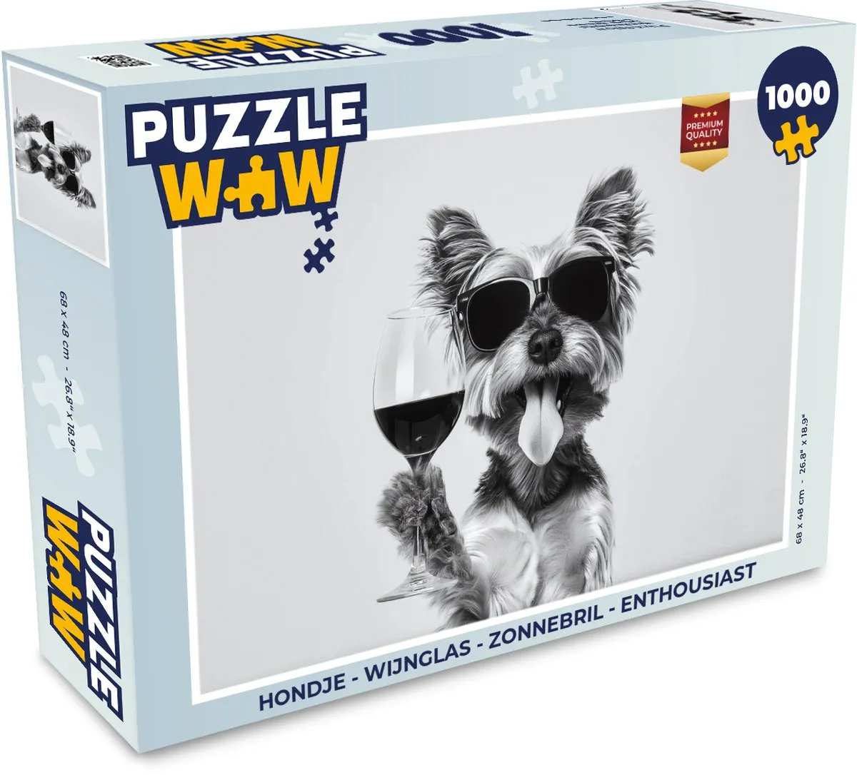PuzzleWow Legpuzzel Hondje Wijnglas Zonnebril 1000 Stuks