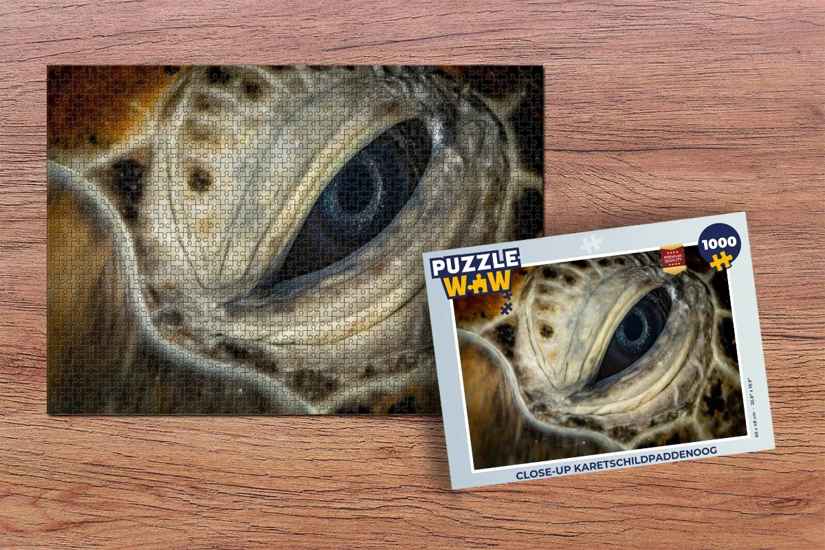 PuzzleWow Close-up Karetschildpaddenoog Legpuzzel 1000 Stuks - Multicolor
