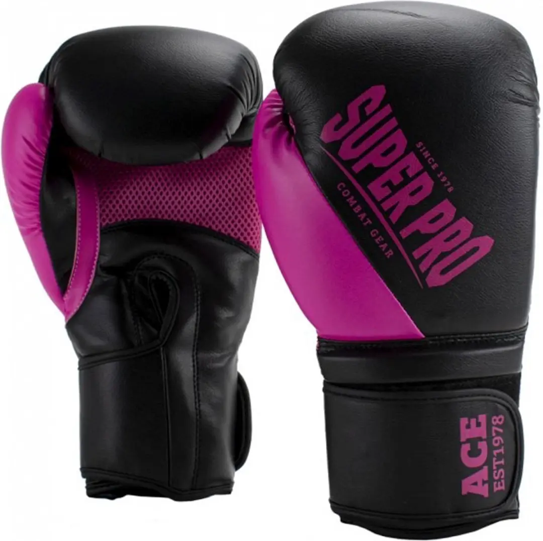 Super Pro Combat Gear ACE (kick)bokshandschoenen Zwart/Roze 6oz