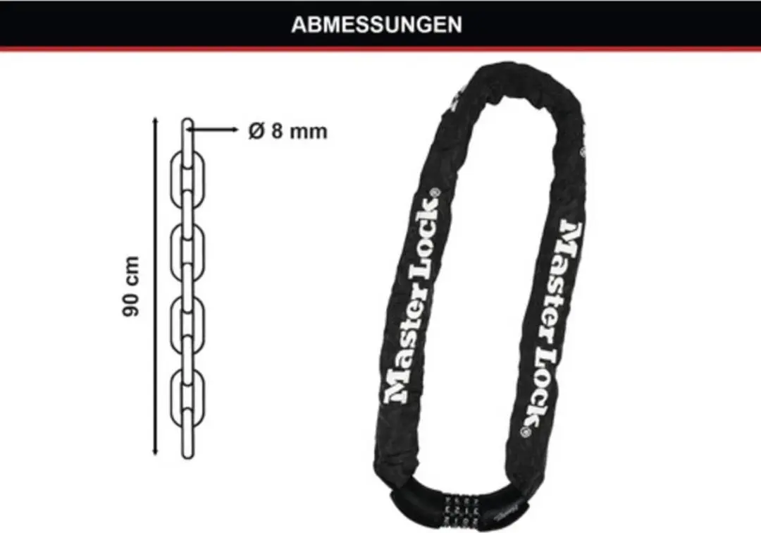 Master Lock Ketting 90cm x 8mm - Zwart - afbeelding 6 van 6