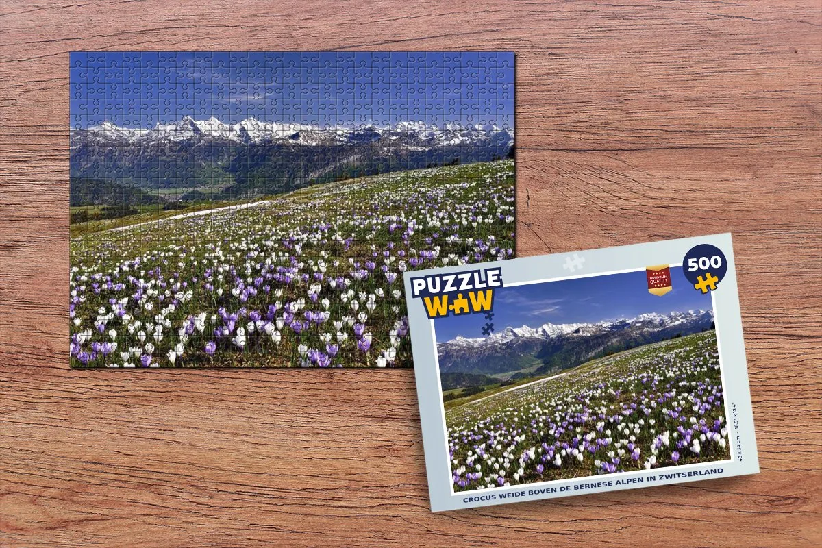 PuzzleWow Legpuzzel Crocus Weide Bernese Alpen 500 Stuks - Multicolor