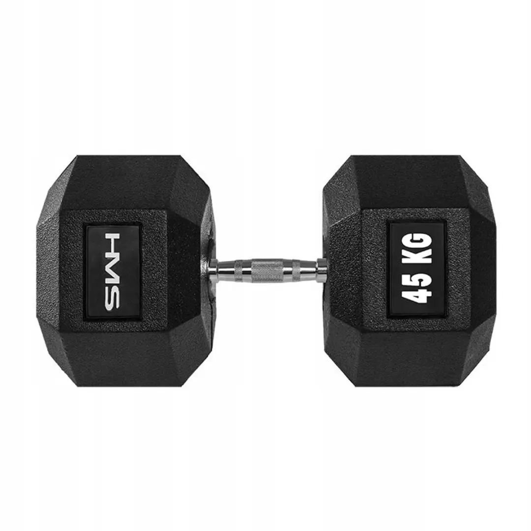 HMS Hex Pro Dumbbel 45kg - Gecoat Rubberen Handvat - afbeelding 5 van 5