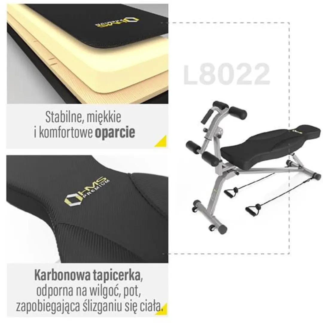 HMS Premium L8022 Multifunctionele Fitnessbank - Zwart/Geel - afbeelding 3 van 6