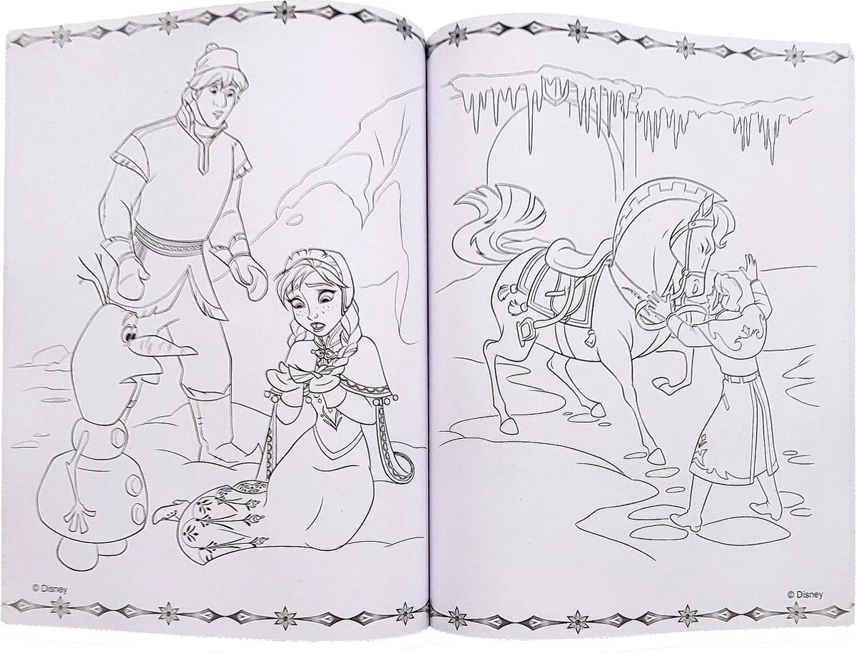 Disney Frozen Megacolor Kleurboek - Elsa Anna Olaf - 125 Platen + Stickers - Roze/Blaauw