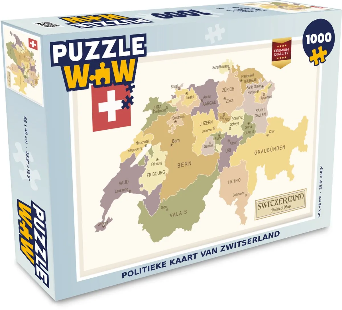 PuzzleWow Zwitserland Legpuzzel 1000 Stuks - Multicolor