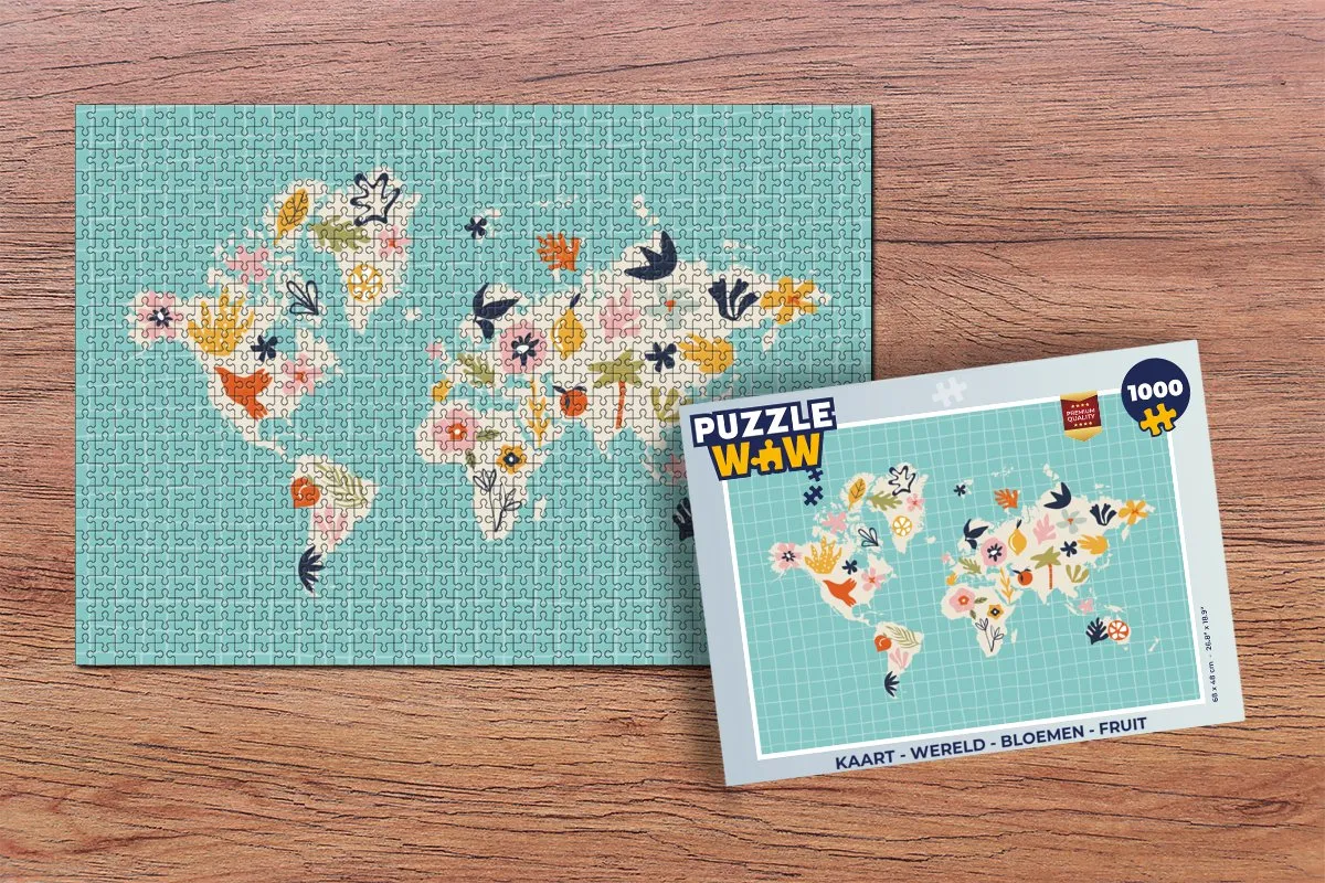 PuzzleWow Wereld Bloemen Fruit Legpuzzel 1000 Stuks - Multicolor